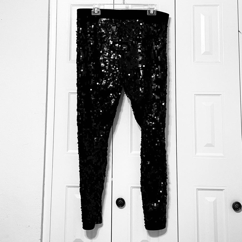 Express Black Sequin Leggings - Picture 5 of 12